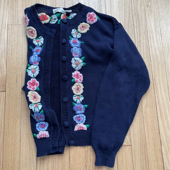 Embroidered Vintage Flower Sweater Carroll Reed - Picture 3 of 5